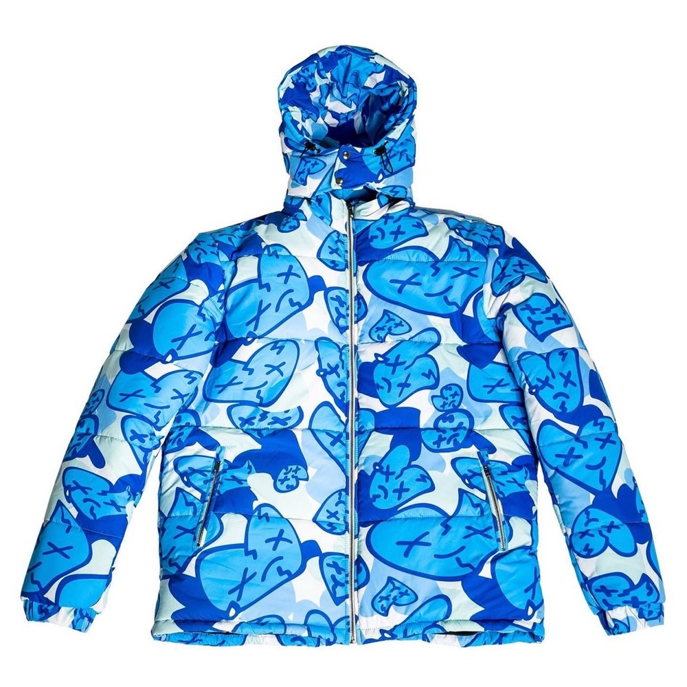 Royal Surge Emotions Heart Icey Blue Puffer Coat